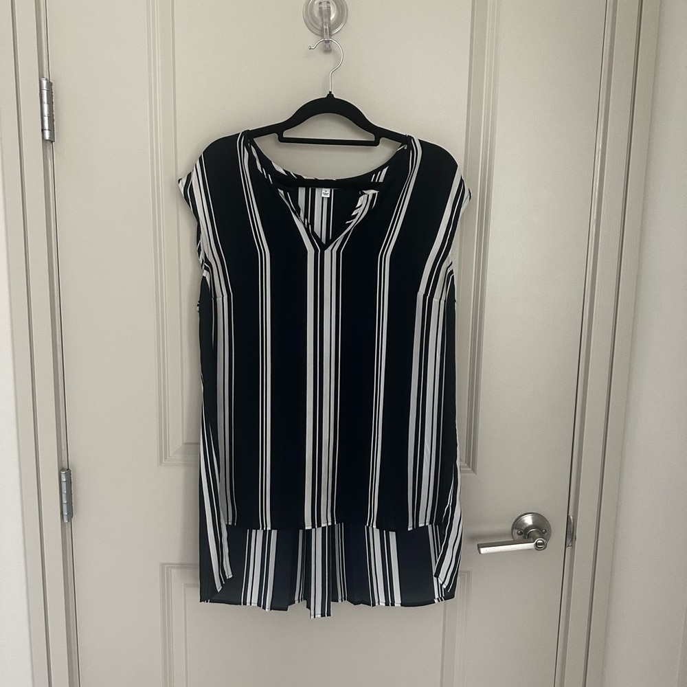 Black and White Striped Women's Top